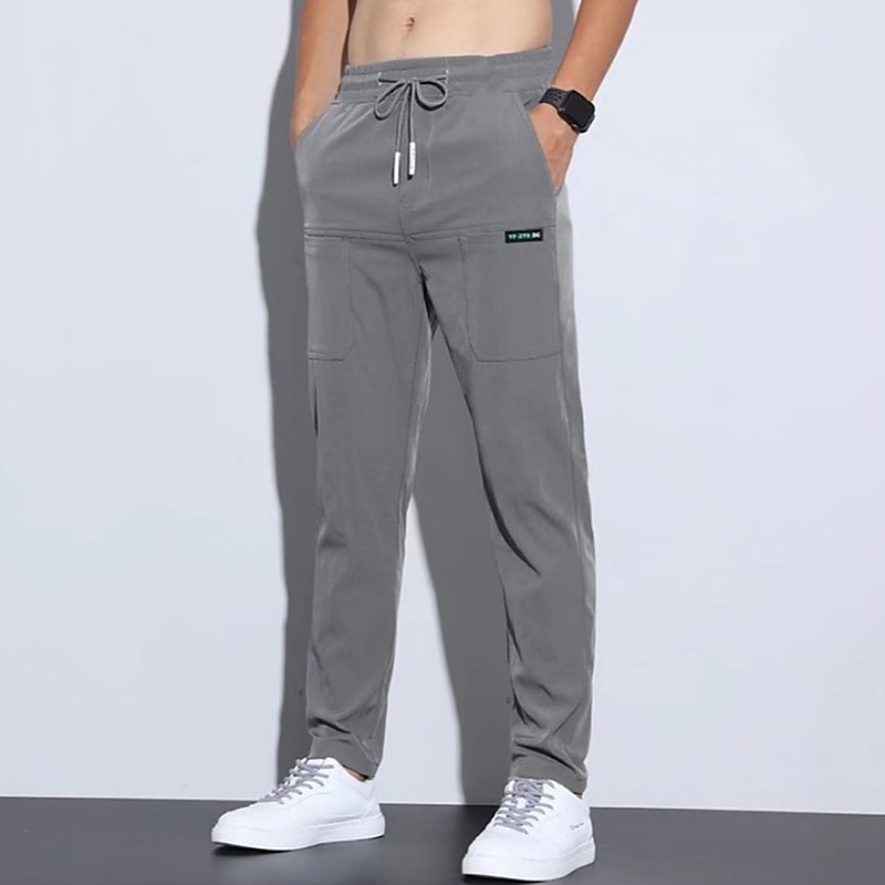 Męskie Spodnie Spodnie codzienne Elastyczne spodnie Kieszeń Równina Komfort Oddychający Na zewnątrz Codzienny Wyjściowe Moda Codzienny Czarny Jasnoszary 2025 - $12.99 –P1