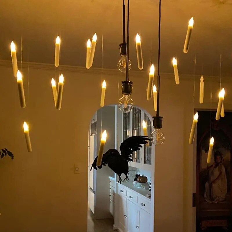 6 stk led halloween stearinlys lys med flimrende flamme aa batteri strømlampe for halloween stearinlys taper stearinlys flytende festbelysning 2025 - $15.99 –P1