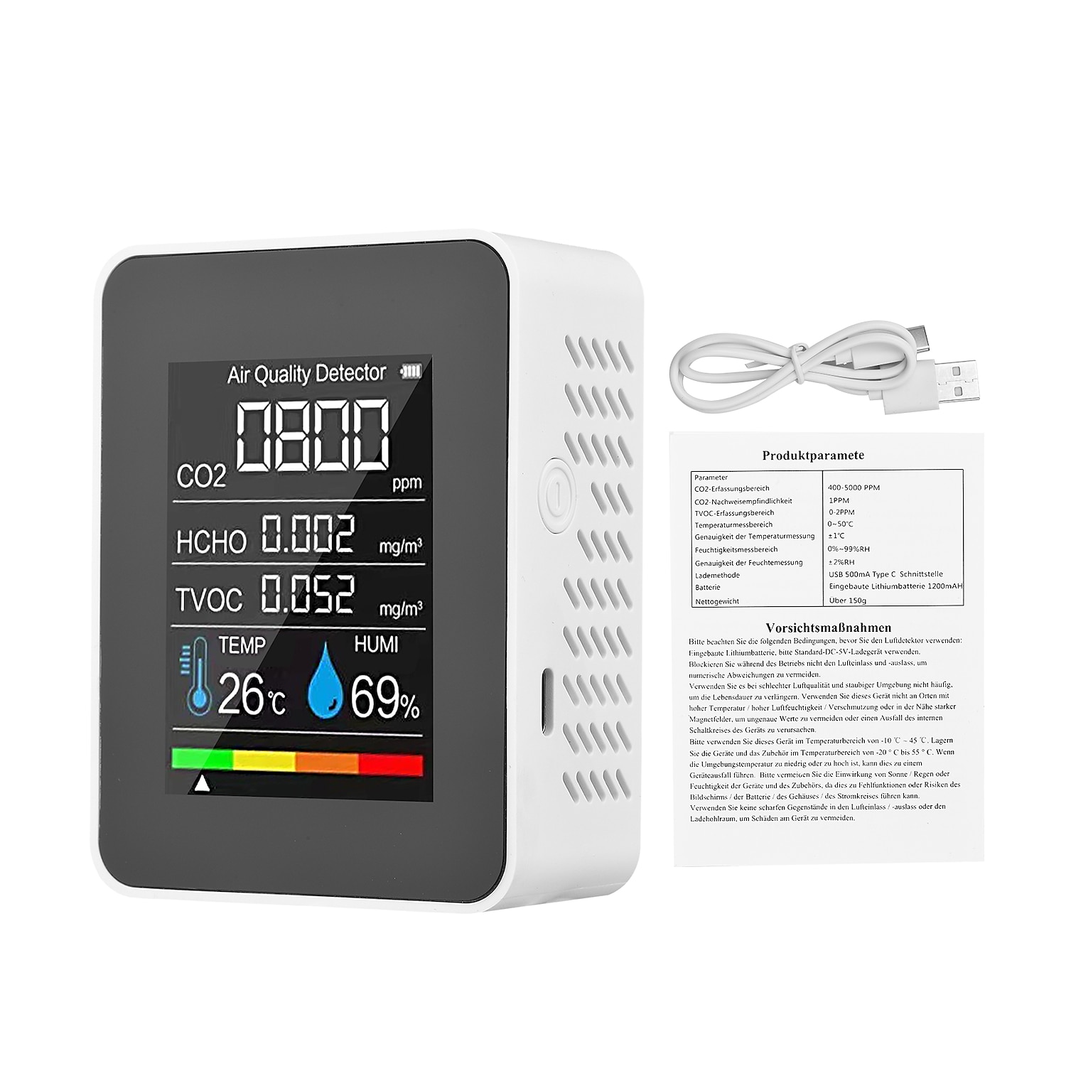 Multifunctional 5in1 CO2 Meter Digital Temperature Humidity Tester Carbon Dioxide TVOC HCHO Detector Air Quality Monitor 2025 - $31.99 –P5