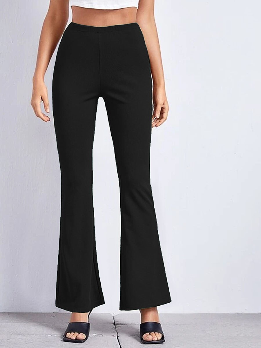 Per donna Fondo a campana Pantaloni Di tendenza Streetwear Lunghezza intera Vita normale Floreale Liscio Vita elastica Stampa Comfort Traspirabilità Morbido Media elasticità Da mare Feste Strada Nero del 2025 a $16.99 –P4