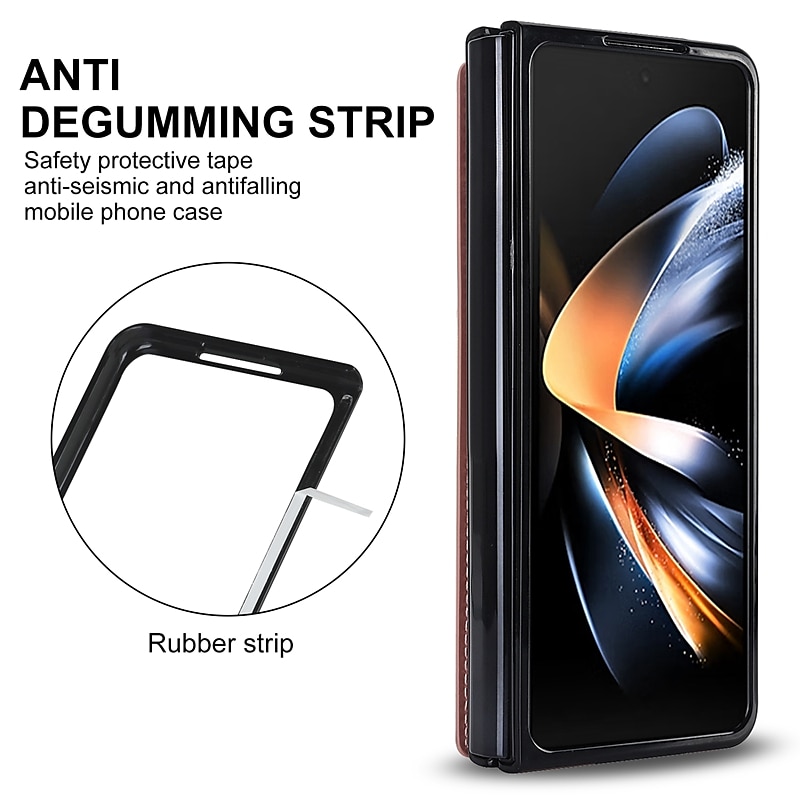 2025年 Samsung Galaxy Z Fold 6 Z Fold 5 Z Fold 4 Z Fold 3 用レザー電話ケース カードホルダー付き キックスタンド ソリッドカラー PC PUレザー コレクション – $25.99 –P8
