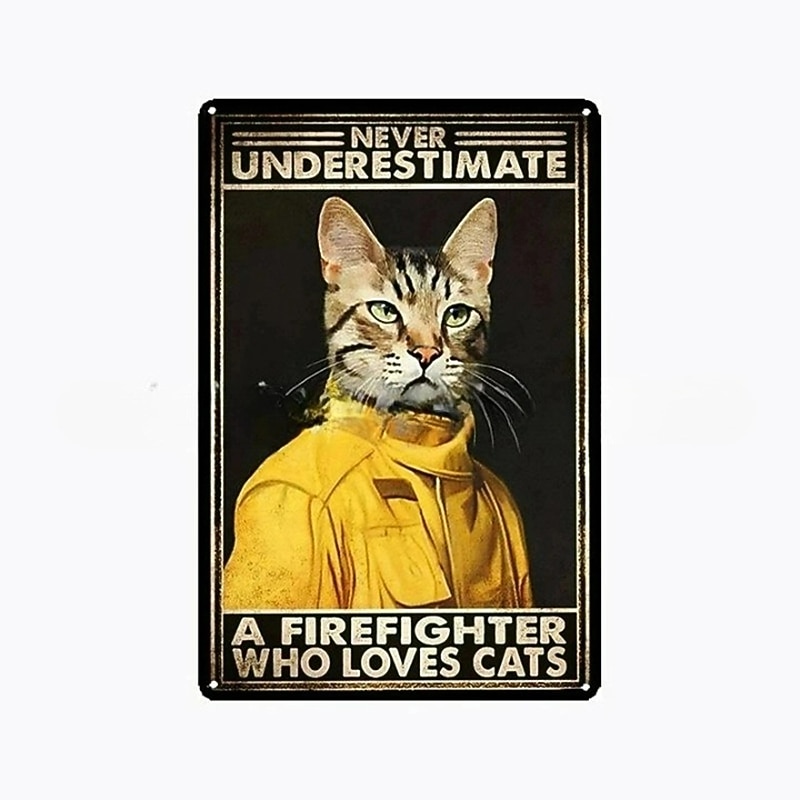 1db retro fém bádogtábla macska boros bádog tábla vintage konyhai táblák fali dekoráció, festmény fali akasztó lakberendezéshez fali művészet fém bádogtábla 20x30cm/8''x12'' 2026 - GBP £10.87 –P13