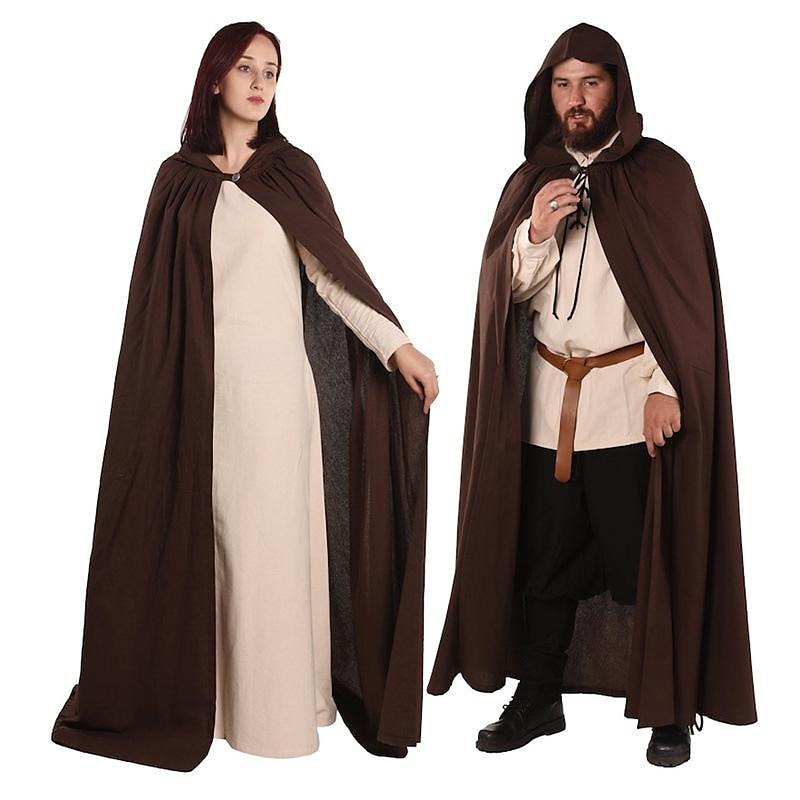 Retro Vintage Punk e gótico Medieval Capa Traje Cosplay Bruxa Feiticeiro Viking Cor Sólida Homens Mulheres Unisexo Celta Viking Fantasia Dia Das Bruxas Carnaval Baile de Máscaras Espetáculo Palco de 2025 por $89.99 –P6