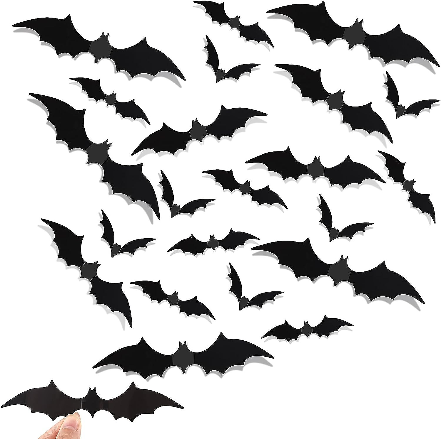 72 db denevér fali dekor halloween dekoráció, 3d denevér matrica otthoni dekorációhoz 4 méretű félelmetes fekete kísérteties denevér parti kellékek 2025 - $6.49 –P2