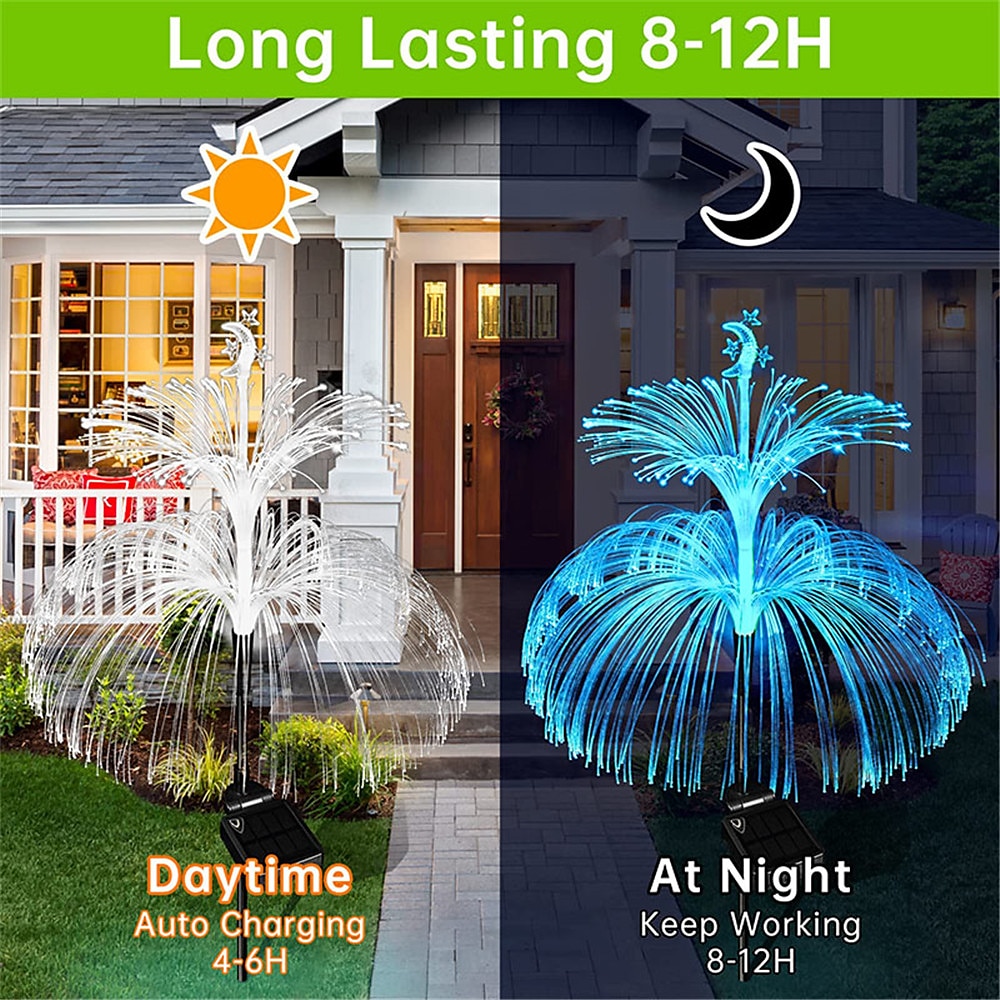 2PCS Star Moon Pampas Grass 7 Color Changing Solar Jellyfish Lights New Solar Garden Lights Yard Garden Pathway Waterproof Solar Lamp 2025 - $32.99 –P4