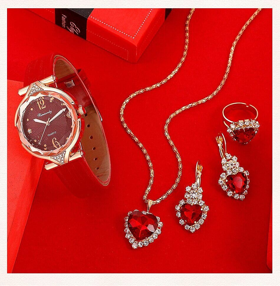 5 unids/set de relojes para mujer, reloj de pulsera de cuero para mujer, reloj de pulsera simple e informal a la moda para mujer y regalo de joyería 2025 - $6.99 –P9