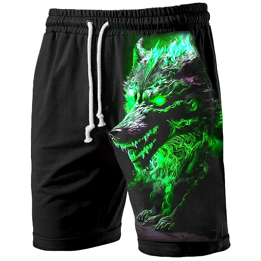 Men's Graphic Animal Wolf Sweat Shorts Beach Shorts Terry Shorts Mid Waist Casual Athleisure Daily Holiday Streetwear Drawstring Elastic Waist 3D Print Designer Clothing Apparel 2025 - $19.99 –P4