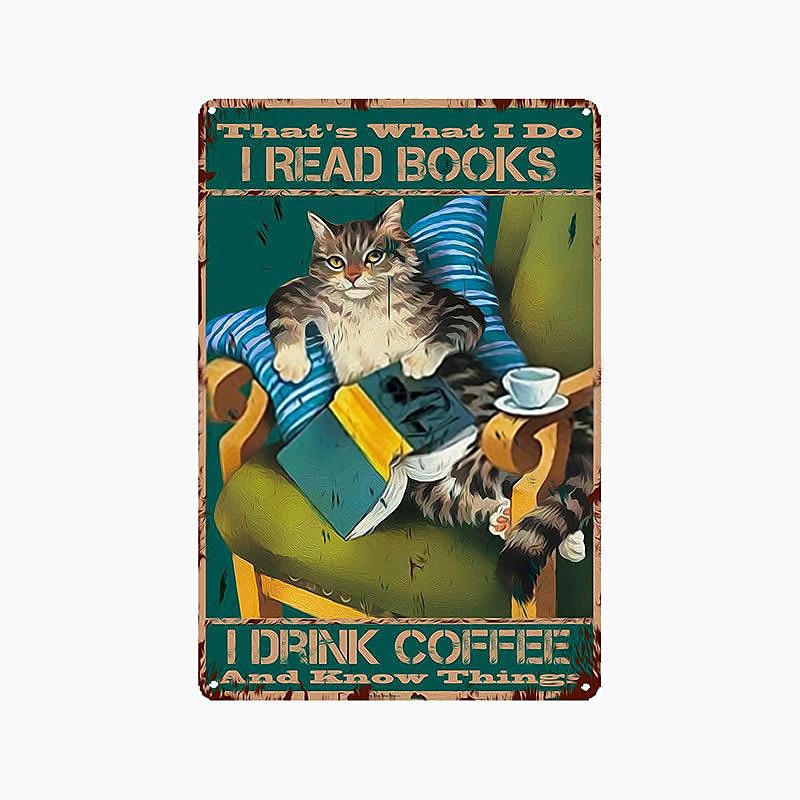 1db retro fém bádogtábla macska boros bádog tábla vintage konyhai táblák fali dekoráció, festmény fali akasztó lakberendezéshez fali művészet fém bádogtábla 20x30cm/8''x12'' 2026 - GBP £10.87 –P3