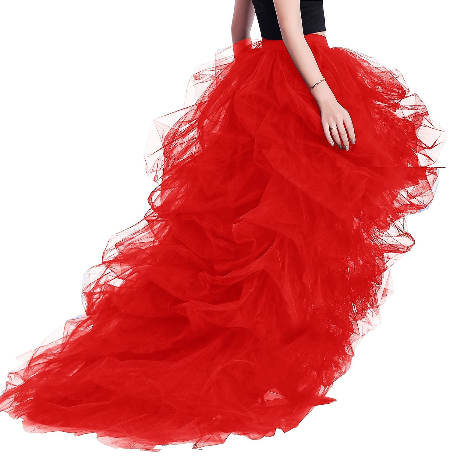 Women's High Waist High Low Layered Tulle Floor Length Spectial Occasion Skirt Retro Vintage Punk Gothic Halloween Party Wedding Carnival 2025 - $61.99 –P12