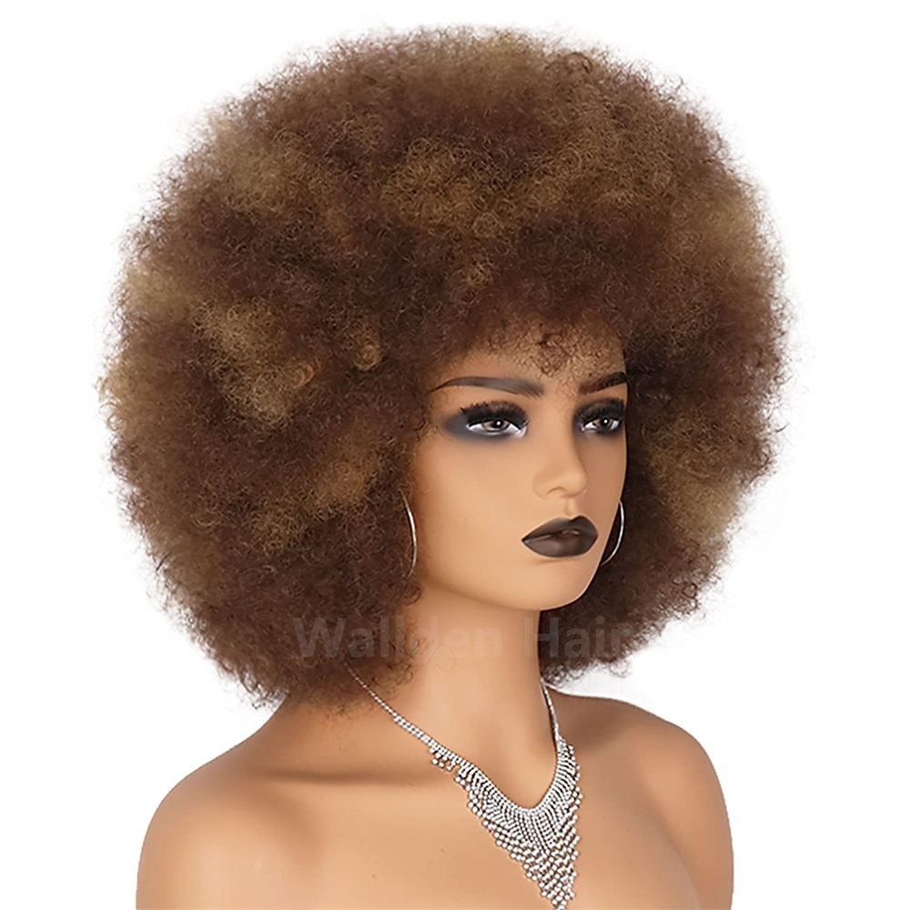 capelli afro colore bianco parrucche per donne nere parrucca glueless wear and go parrucca resistente al calore anni '70 parrucca afro sintetica per costume da festa e cosplay parrucche di halloween del 2025 a $22.99 –P7