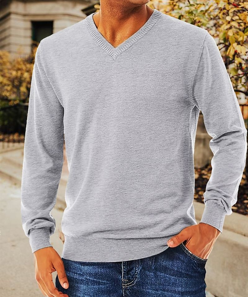 Voor heren Trui Geribd breien Normaal Gebreid Effen Kleur V-hals Modern eigentijds Werk Alledaagse kleding Kleding Winter Kameel Zwart S M L 2025 - $26.99 –P12