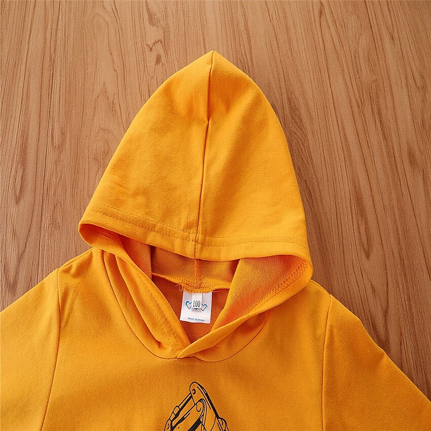2 Pièces Ensemble sweat à capuche et pantalon de survêtement Tenues Bébé Garçon Automatique manche longue Col en V Coton Set Ecole Mode du quotidien Printemps Automne 3-7 ans Jaune de 2025 ? $15.49 –P1