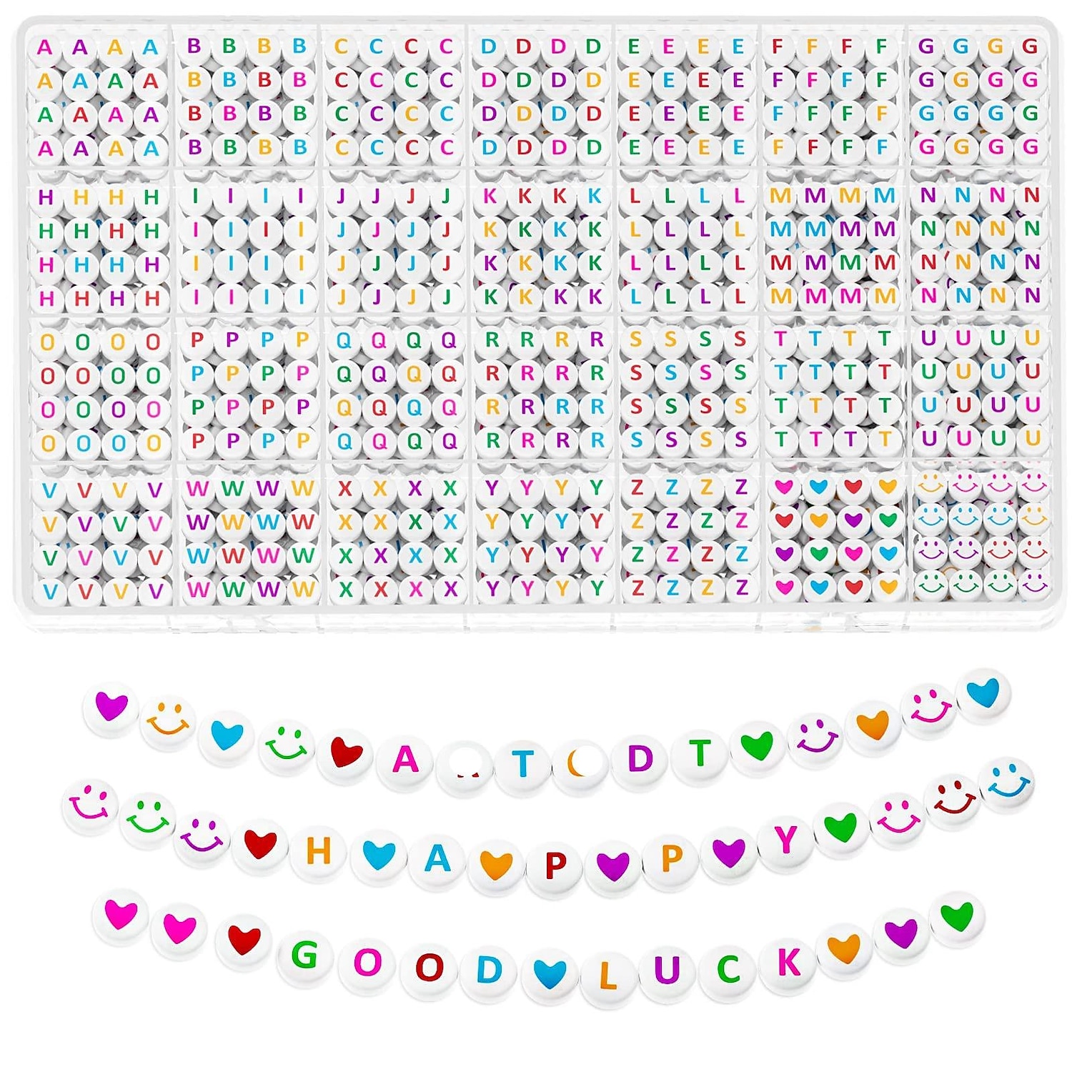 1400pcs perline di argilla kit di perline lettera, 4x7 mm perline alfabeto acrilico bianco perline lettera per gioielli che fanno perline numero perline cuore perline braccialetto di amicizia creazione di perline del 2025 a $15.49 –P2