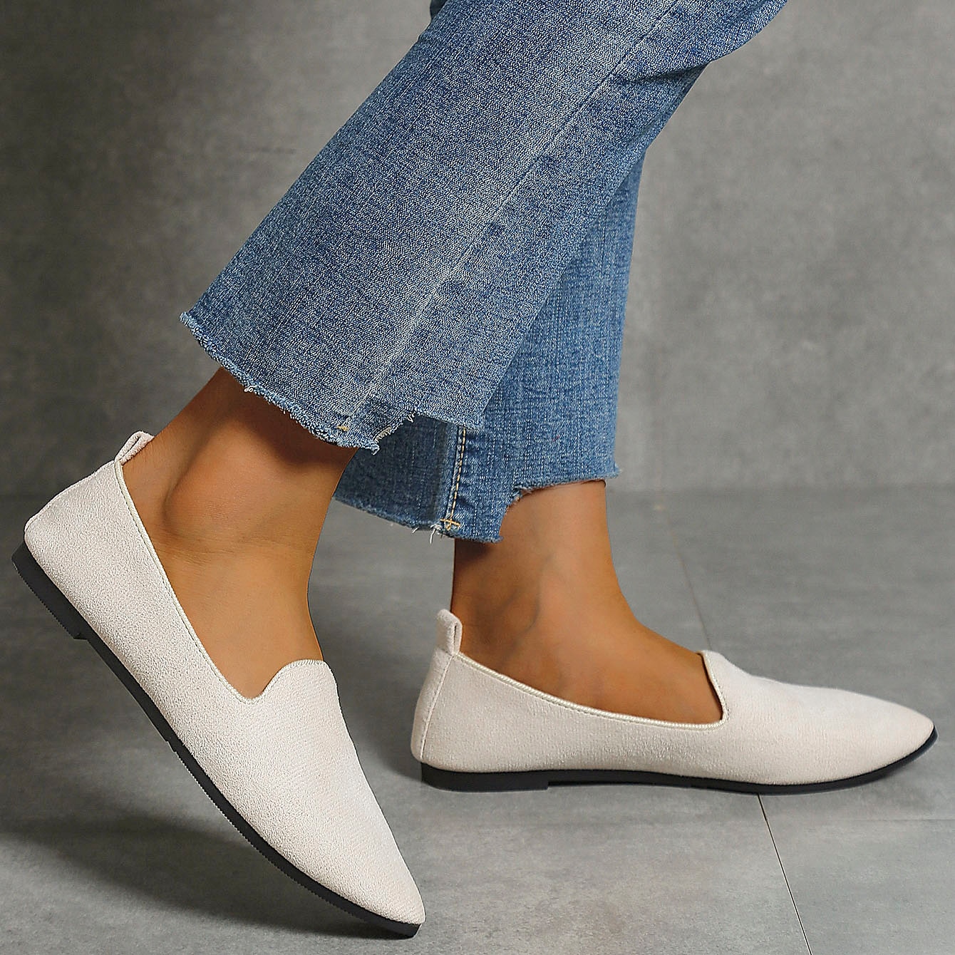 mocasini pliati de piele intoarsa pentru dama cu design festonat - pantofi ușoare și confortabili pentru purtarea de zi cu zi 2025 - $18.99 –P14