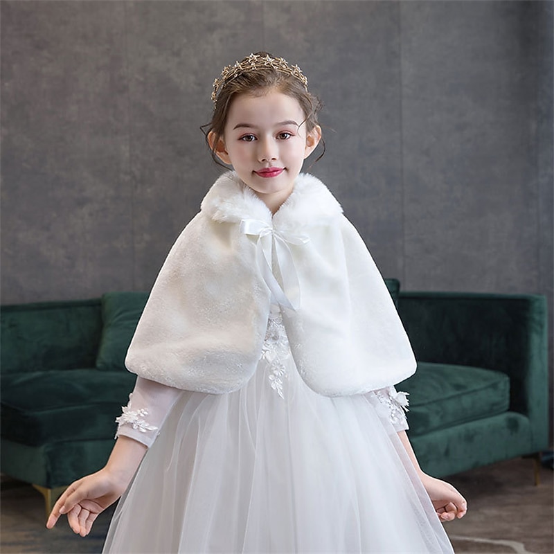 Cape Enfants Fille Couleur Unie Mode Mariage Polyester Manteau Vêtements d'extérieur 3-8 ans Automne Blanche de 2025 ? $13.99 –P5