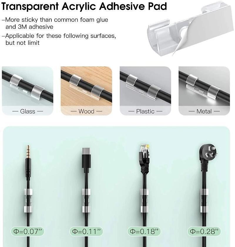 100/80/60/20pcs Cable Organizer Clip Adhesive Charger Clasp Desk Wire Manager Cord Earphone Line Tie Fixer Management USB Winder Clips Holder 2025 - $2.99 –P18