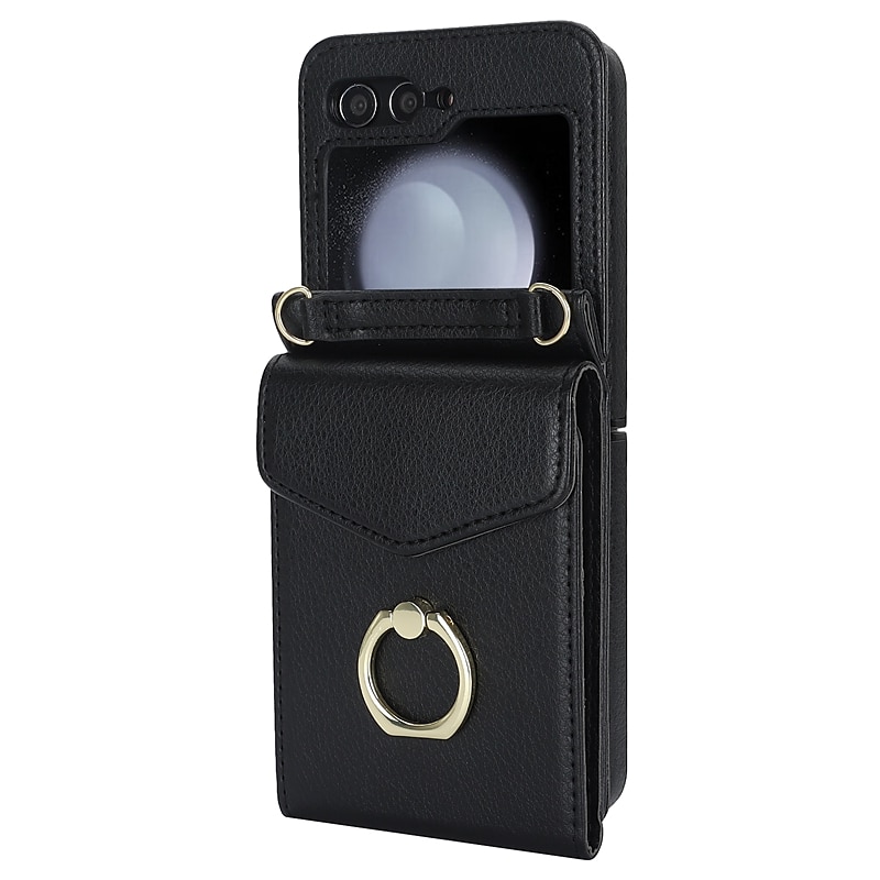 Handy Hülle Handyhüllen Für Samsung Galaxy Z Flip 7 Z Flip 6 Z Flip 5 Z Flip 4 Z Flip 3 Brieftaschenhülle Ringhalter mit Trageriemen Anti-Diebstahl Retro PC PU-Leder 2025 - $32.99 –P12