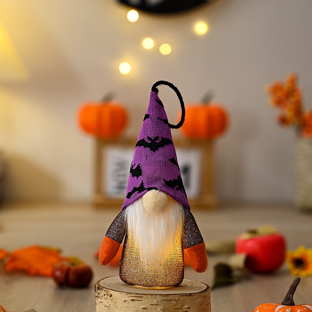 Halloween Bat Hat Faceless Gnome Doll with Lights Hanging Pendant Tree Decor Harvest Sunflowers Plush Doll Decorations For Home 2026 - $6.49 –P6