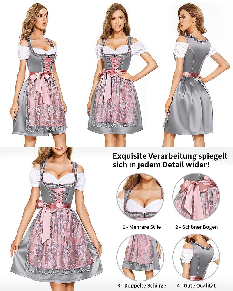 Oktoberfest dirndl Trachtenkleader Oktoberfest / Olut baijerilainen baijerilainen Wiesn Perinteinen Tyyli Niityt Naisten Perinteinen tyyli kangas Pusero Leninki Esiliina 2025 - $60.99 –P1