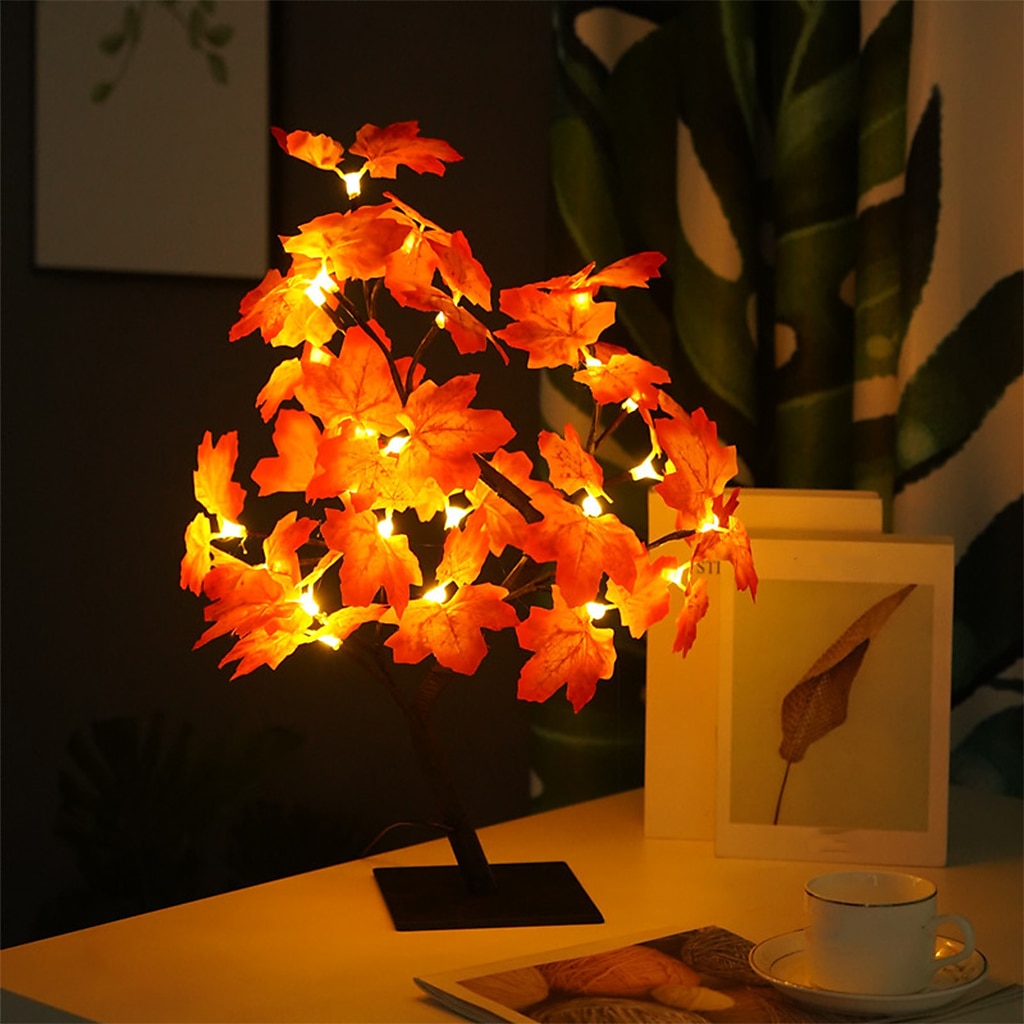 Halloween Tree Lamp Maple Leaf Lamp Halloween Decorative Table Lamp USB Power Supply 2025 - $14.49 –P1