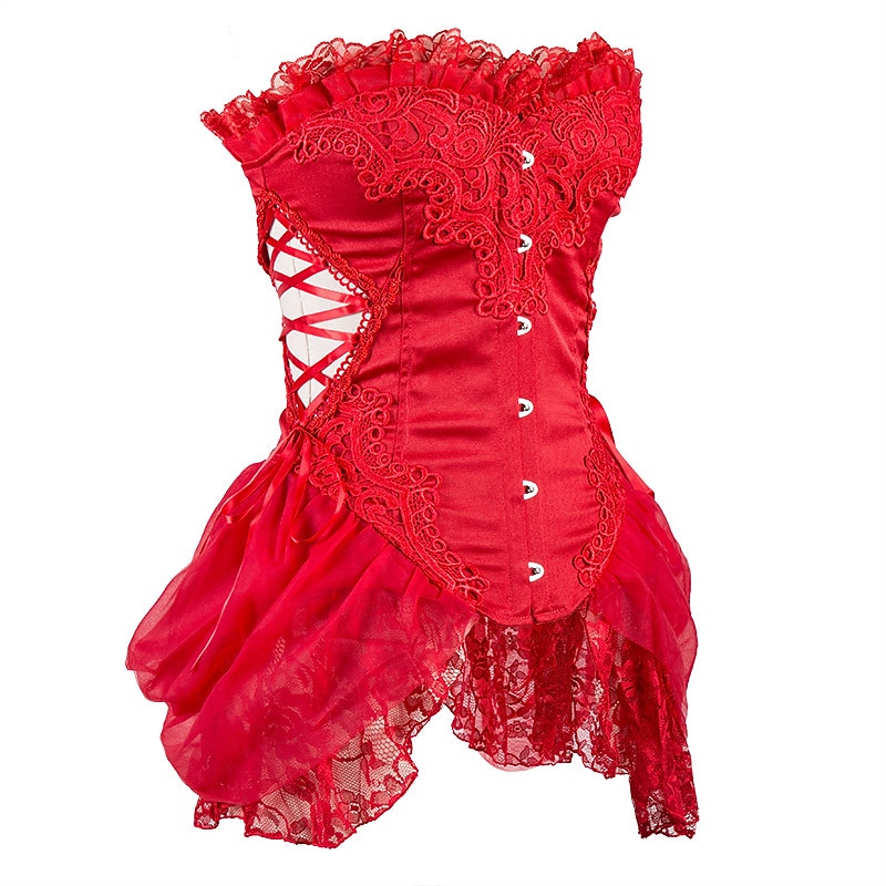 Vintage Rococo Punk & Gothic Overbust Corset Bustier Bodyshaper Pirate Lace Women's Fantasy Halloween Carnival Valentine's Day Party / Evening Prom Adults' Bra Underwear All Seasons 2025 - $36.99 –P6