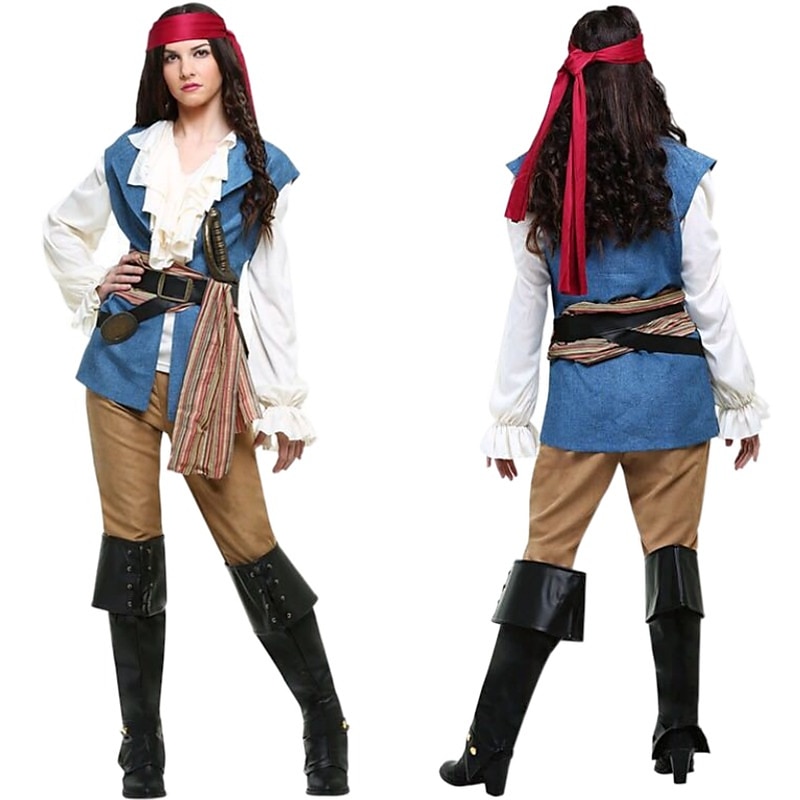 Couples Pirate Halloween Group Couples Costumes Men's Women's Movie Cosplay Cosplay Costumes Blue Vest Top Pants Halloween Carnival Masquerade 2025 - $64.99 –P3