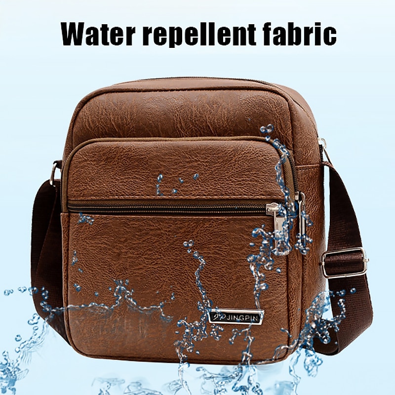 Men's Crossbody Bag Shoulder Bag Satchel PU Leather Outdoor Daily Holiday Buttons Zipper Large Capacity Waterproof Lightweight Solid Color Yellow brown Black Brown 2025 - $18.99 –P4