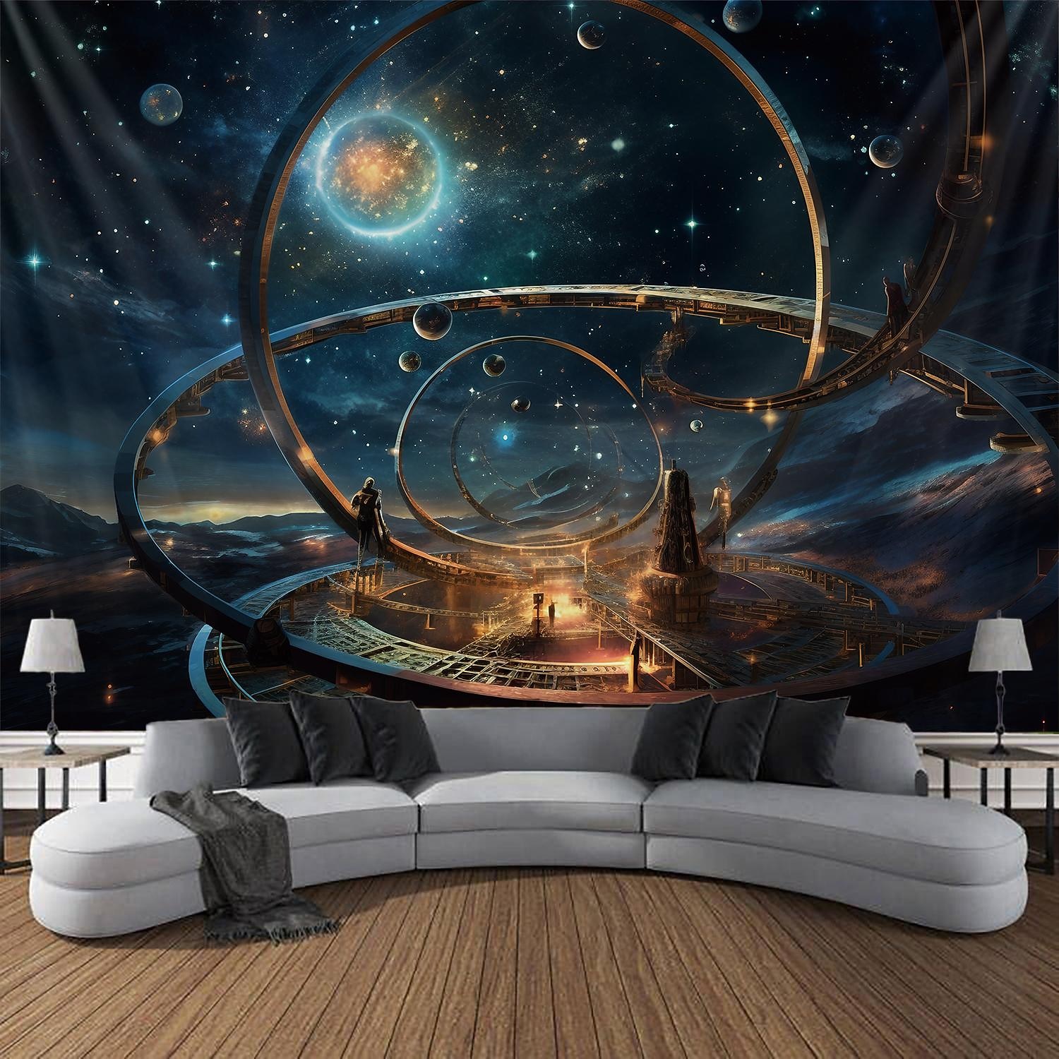 Fantasy Star Orbite Tapisserie suspendue Art mural Grande tapisserie murale Décor Photographie Toile de fond Couverture Rideau Maison Chambre Salon Décoration de 2026 ? $20.99 –P6
