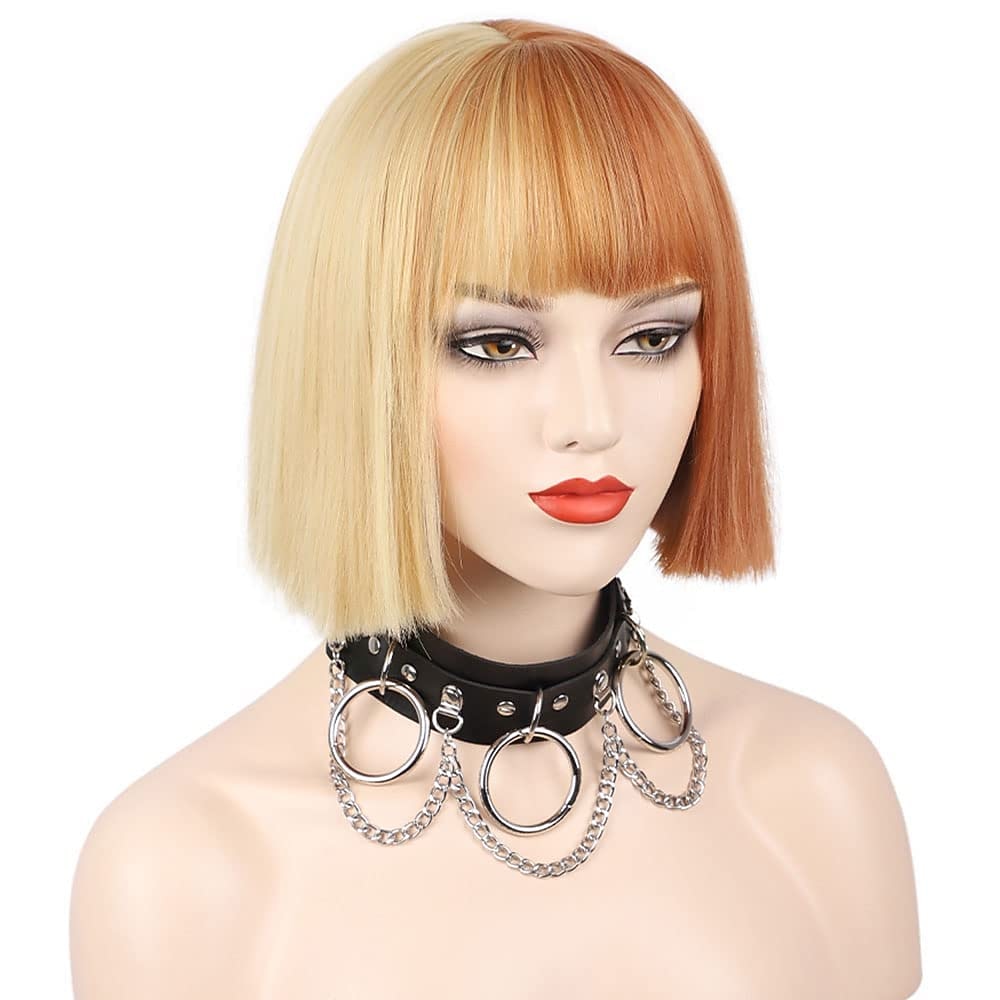 Blonde Bob Wig with Bangs - 12'' Short Blonde Wig for Women Natural Look Color Wigs with Bangs Super Soft and Easy to Wear Straight Bob Wig Synthetic Wig for Daily Halloween 2026 - $22.99 –P10