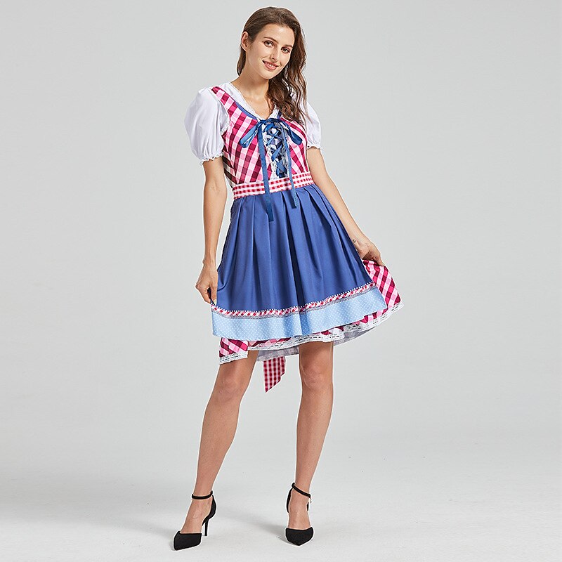 Oktoberfest Dirndl Trachtenkleader Oktoberfest / øl bayerske bayerske Wiesn Tradisjonell stil Enger Dame Tradisjonell stil klut Topp Kjole Forkle 2025 - $48.99 –P2