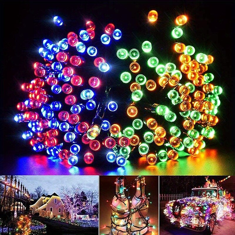 Solar Fairy Lights Outdoor Light Strings Waterproof 8 Modes 10m 100leds String Light Outdoor Lighting For Party Garden Christmas Outdoor New Year Holiday Decoration 2025 - $15.99 –P8