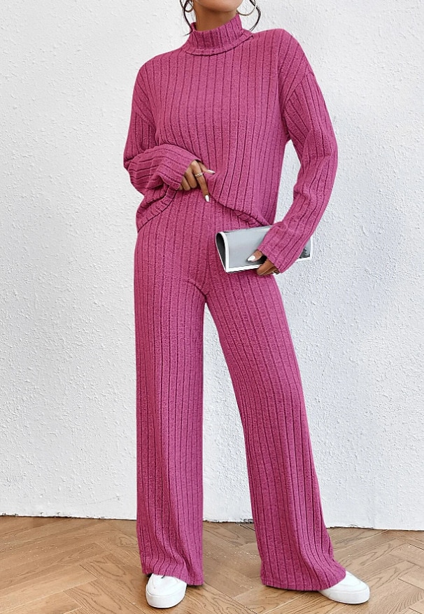 Femme Chaud Néon et lumineux Chemise Ensembles de pantalons Pantalon manche longue Col Roulé Couleur unie Casual Quotidien Noir Vert Véronèse Bleu Automne hiver Standard de 2025 ? $28.99 –P11