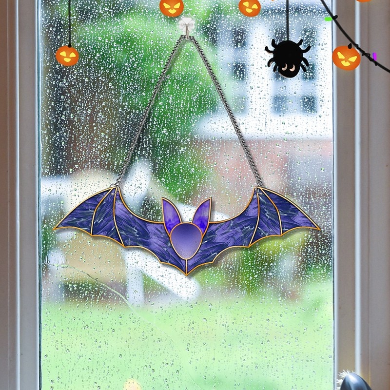gancio acrilico della decorazione della casa della finestra del castello del corvo della zucca di Halloween del 2025 a $10.99 –P5