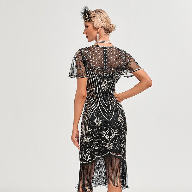 Roaring 20s 1920s Vacation Dress Flapper Dress Dress Masquerade The Great Gatsby Charleston Gentlewoman Sequins Tassel Fringe Women's New Year Masquerade Wedding Party Wedding Guest Adults' Dress 2025 - $51.99 –P20