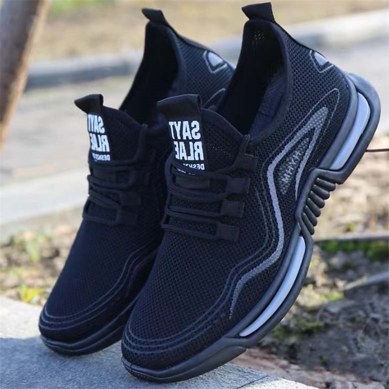 weiße atmungsaktive Laufschuhe für Herren – leichte sportliche Sneaker mit Strickobermaterial und gepolsterter Sohle für Sport und Freizeit 2025 - $19.99 –P4