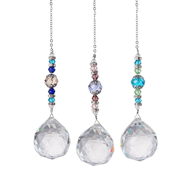 1 peça suncatcher de cristal, bola de prisma de janela, fabricante de arco-íris, pingente pendurado para casa, jardim, quintal, quarto, varanda, pátio, decoração de 2025 por $6.99 –P1