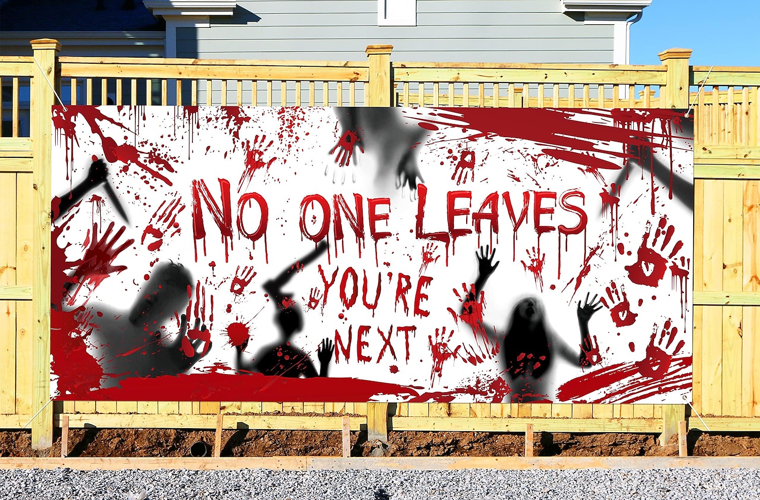 krvavý halloween banner- dlouhý halloween venkovní dekorace banner krvavá ruka pozadí party dekorace potřeby na zeď kancelář plot dvorek garáž pozadí halloween dekorace 2025 - $15.49 –P7