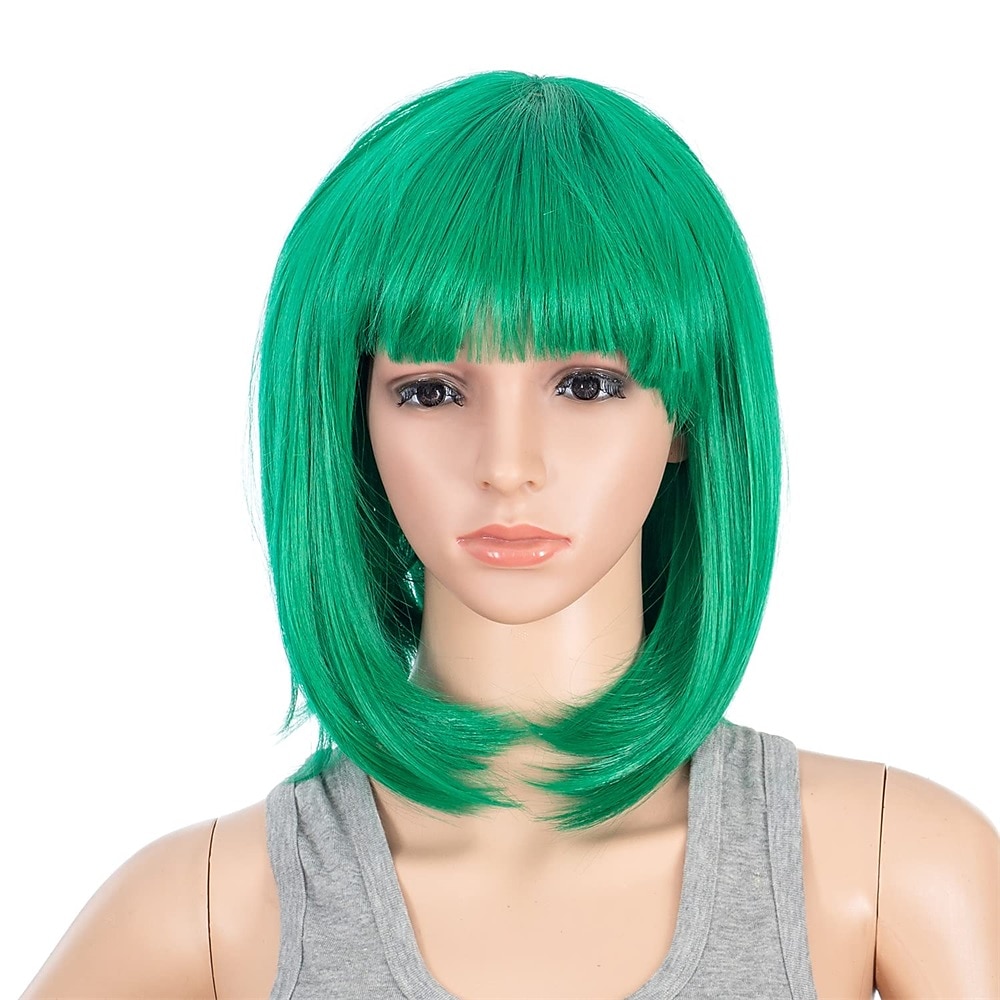 Perruque bob courte droite ombrée bleu rose multicolore de 10 pouces avec frange perruque synthétique colorée de cosplay pour les fêtes quotidienne pour femmes et enfants avec bonnet de perruque de 2025 ? $19.49 –P6