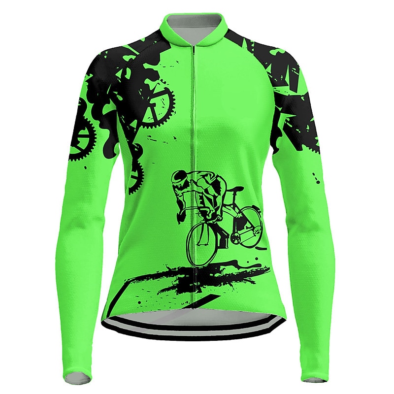 Per donna Maglia da Ciclismo Grafico Manica Lunga Bicicletta Maglia Top con 3 tasche posteriori Mountain Bike MTB Ciclismo su strada Asciugatura Rapida Strisce Riflettenti Tasca Posteriore Traspirante del 2026 a $34.99 –P9