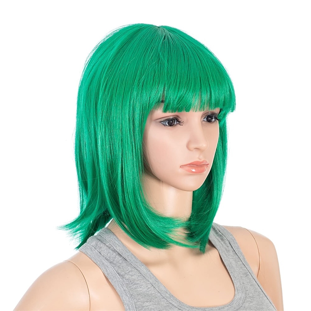 Perruque bob courte droite ombrée bleu rose multicolore de 10 pouces avec frange perruque synthétique colorée de cosplay pour les fêtes quotidienne pour femmes et enfants avec bonnet de perruque de 2025 ? $19.49 –P7