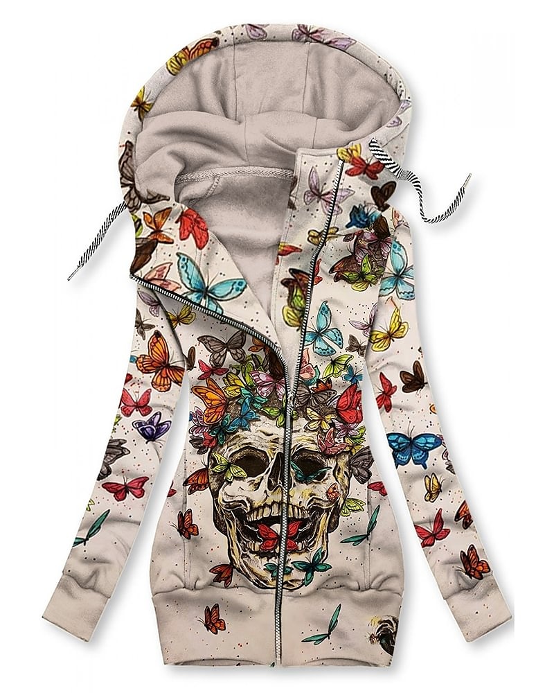 Sudaderas de Mujer Gráfico Floral Mariposa Deportiva Básica Manga Larga Hoodie Tops Regulares Casual Calle Cremallera Ajustable Bolsillo Frontal Negro Blanco Rosa Rojo Azul Otoño Invierno 2025 - $29.99 –P5