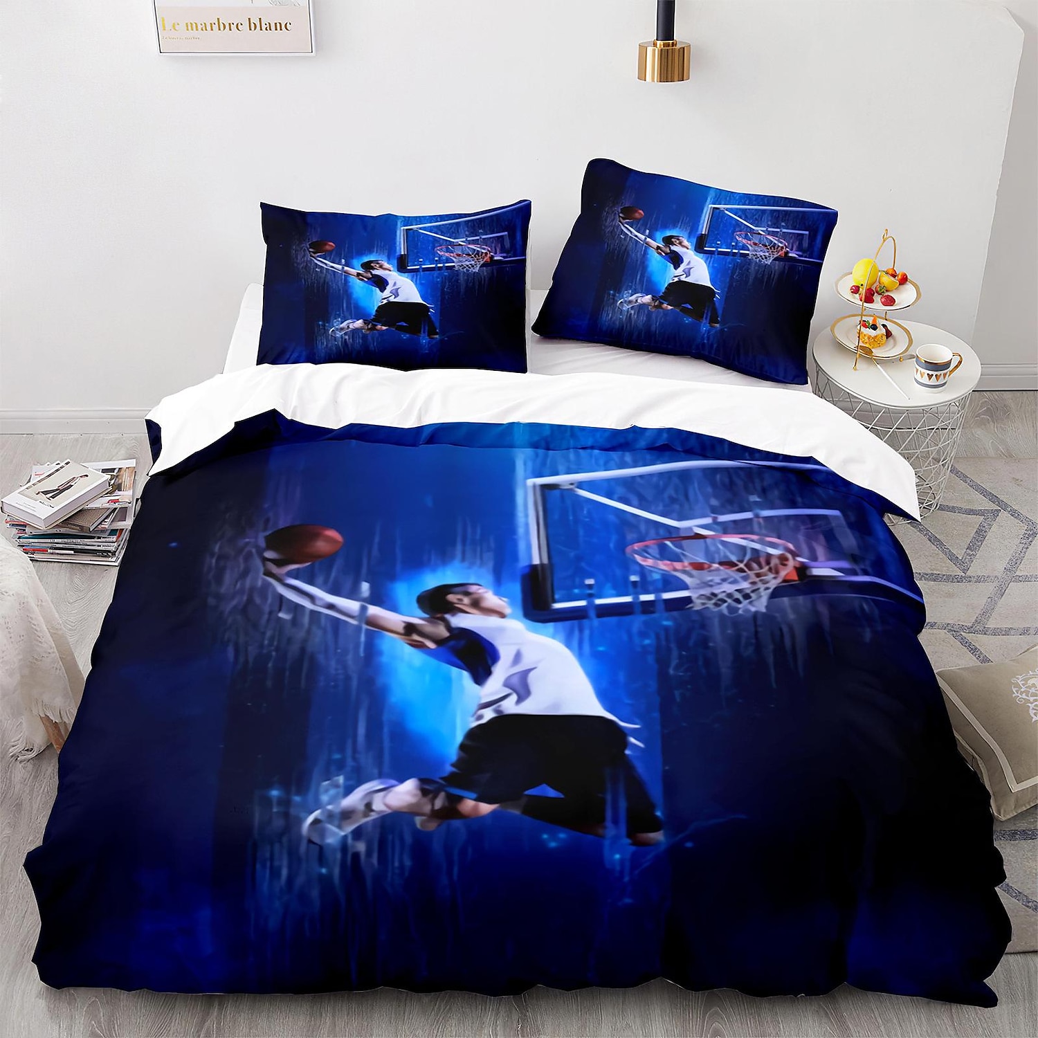 3stk/2stk dynetrekksett med basketballtrykk sengesett dynetrekk med mykt lett mikrofiber 2025 - $50.99 –P6
