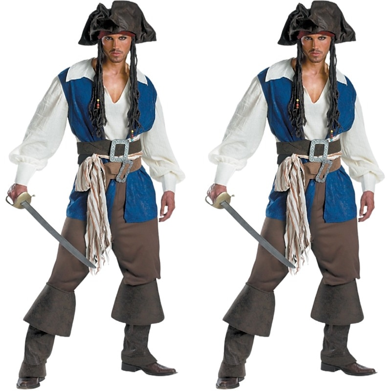 Couples Pirate Halloween Group Couples Costumes Men's Women's Movie Cosplay Cosplay Costumes Blue Vest Top Pants Halloween Carnival Masquerade 2025 - $64.99 –P2