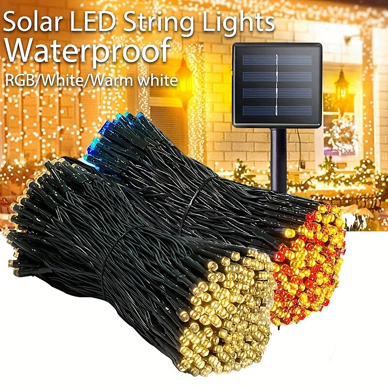 Solar Fairy Lights Outdoor Light Strings Waterproof 8 Modes 10m 100leds String Light Outdoor Lighting For Party Garden Christmas Outdoor New Year Holiday Decoration 2025 - $15.99 –P7