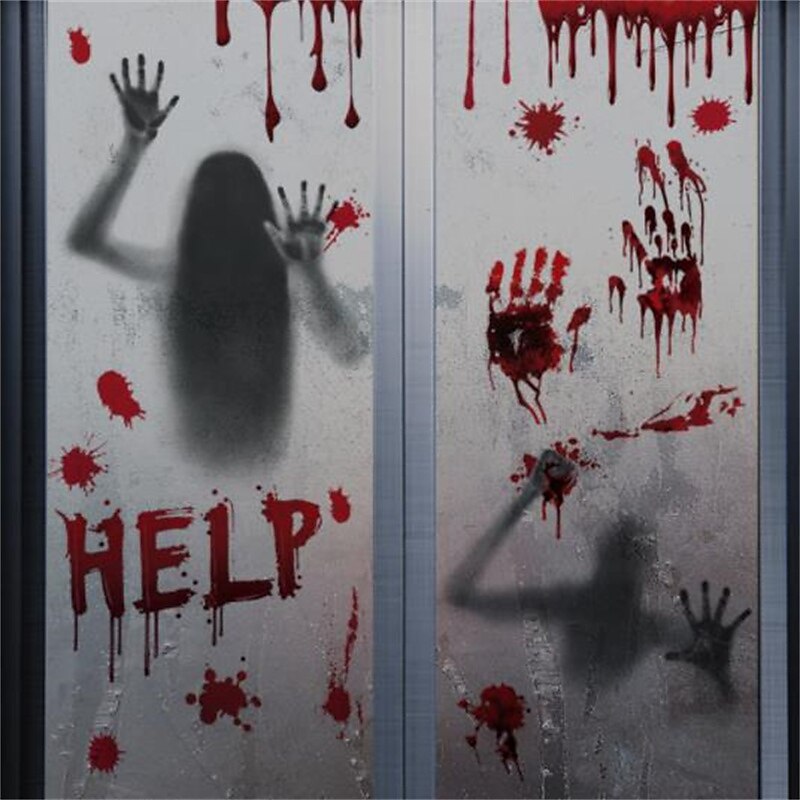 חלון ליל כל הקדושים נצמד מדבקות לחתוך מפחיד ליל כל הקדושים נקבה טביעת רגל של דם רפאים טביעת יד חלון נצמד קישוטים דו צדדיים 2025 - $8.99 –P1