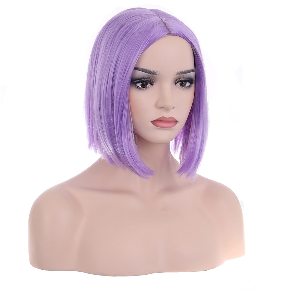 parrucca fucsia per donna parrucca caschetto rosa fucsia parrucca magenta corta dritta parte centrale parrucche sintetiche resistenti al calore per feste in costume cosplay del 2025 a $22.99 –P13