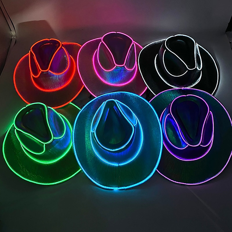 halloween jul el wire light up paljett jazzhatt vuxen neon led lysande festival festklädd keps för män och kvinnor 2026 - $27.99 –P3