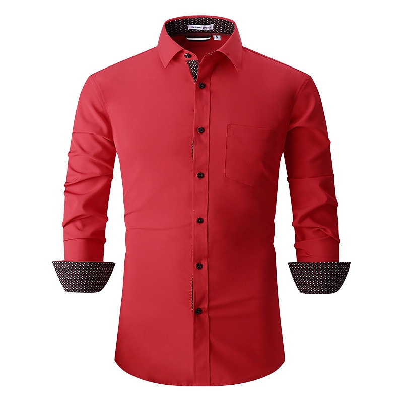 Men's Shirt Summer Shirt Casual Shirt Button Up Shirt Black White Pink Wine Red Long Sleeve Geometric Color Block Lapel Vacation Daily Patchwork Clothing Apparel Polyester Fashion Casual Comfortable 2025 - $22.99 –P15