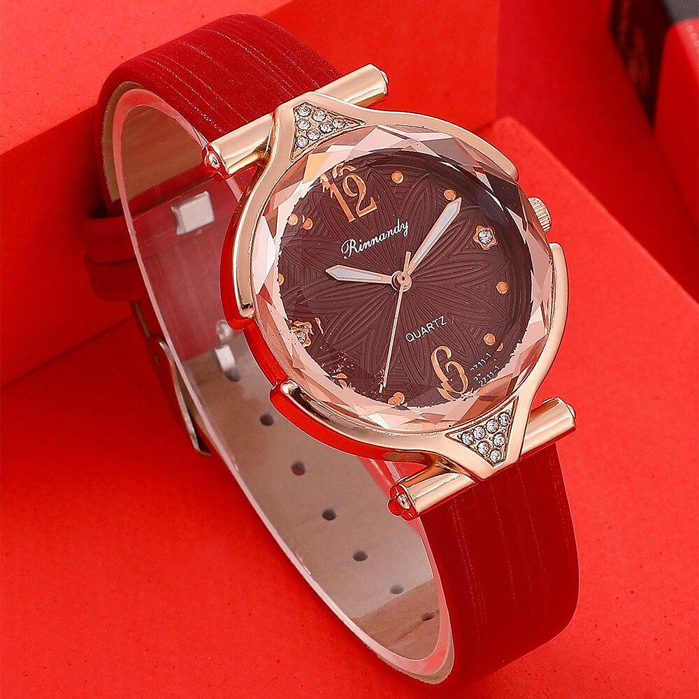 5 unids/set de relojes para mujer, reloj de pulsera de cuero para mujer, reloj de pulsera simple e informal a la moda para mujer y regalo de joyería 2025 - $6.99 –P3