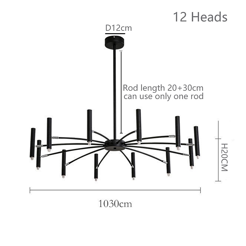 sputnik люстра металлическая люстра 3 цвета свет 12/15/18/24 голова люстра черного цвета для спальни,гостиной,столовой 85-265v 2026 - $331.19 –P6